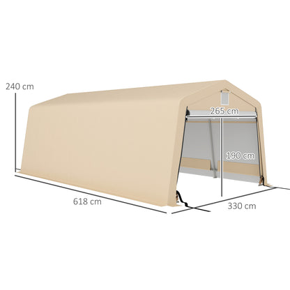 Carport – Garage – Overkapping – Schuur – Tent – Waterdicht PE 150 g/m² – Gegalvaniseerd Stalen Frame 6,2x3,3x2,4 m