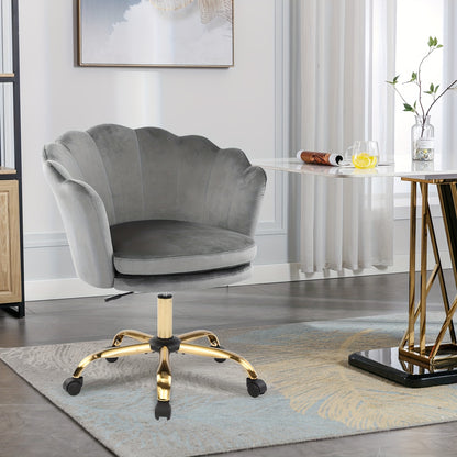 Elegant Velvet Office Chair with Adjustable Height & Swivel Function - Modern Metal Frame, Golden Accents, and Wheels for Bedroom or Study, Office Chair Cushion, Study Room Furniture, Contemporary Design, Sturdy Construction,