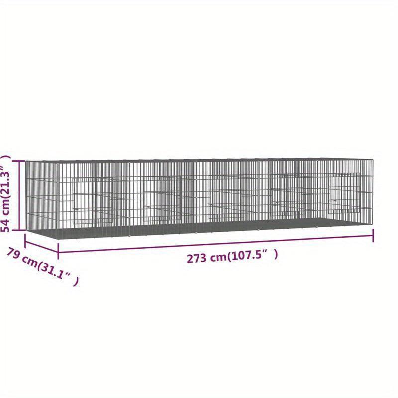 Konijnenkooi – Dierenren – Konijnenren – Hekwerk – Buitenren – 5 Panelen 273x79x54 cm – Gegalvaniseerd Ijzer – Goede Ventilatie