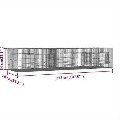 Konijnenkooi – Dierenren – Konijnenren – Hekwerk – Buitenren – 5 Panelen 273x79x54 cm – Gegalvaniseerd Ijzer – Goede Ventilatie