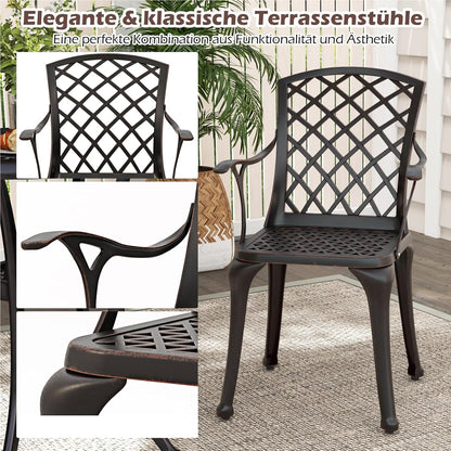 Aluminium Tuinstoelen – Terrasstoelen – Balkonstoelen – Buitenstoelen – Tuinmeubilair – Weerbestendig – Ergonomisch Met Armleuningen – Koper Rood – Set van 2