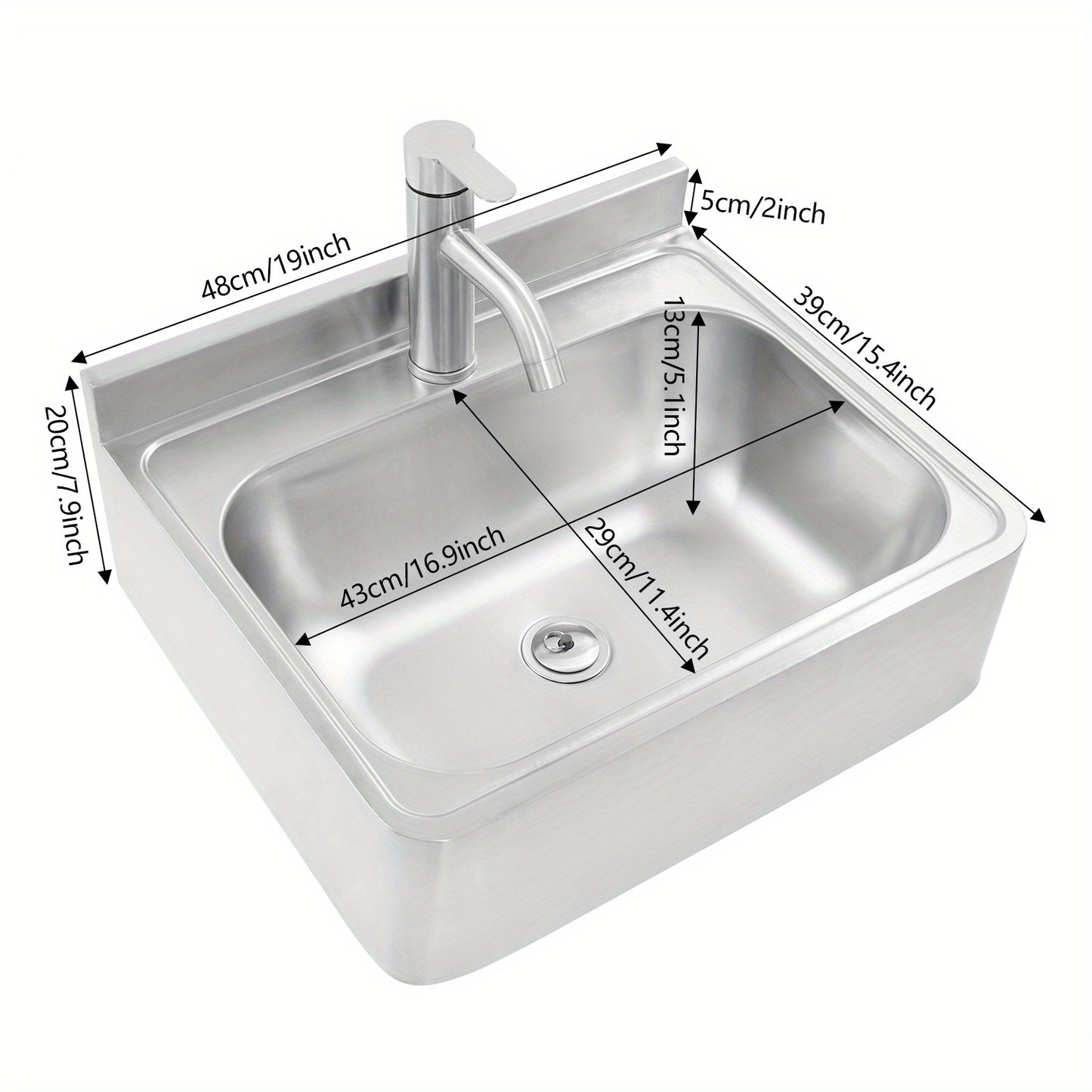 Wastafel – Opzetwastafel – Badkamerwastafel – Wasbak – Fontein – Roestvrij Staal – Compact 43x29x13 cm – Draaibare 180° Kraan
