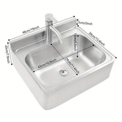 Wastafel – Opzetwastafel – Badkamerwastafel – Wasbak – Fontein – Roestvrij Staal – Compact 43x29x13 cm – Draaibare 180° Kraan