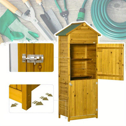 Houten Tuin Opbergkastje – Tuinkast – Buitenberging – Tuinkastje – Opbergkast – Weerbestendig Hout – Dubbele Deuren Met Slot – 79x49x191,5 cm – Robuust & Veilig