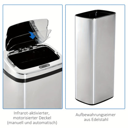 Prullenbak – Afvalbak – Vuilnisbak – Afvalemmer – Pedaalemmer – Roestvrij Staal – 50 Liter – Cilindrisch – Geen Elektriciteit