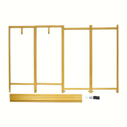 Kledingrek – Kledinghanger – Kledingstandaard – Kledinghouder – Garderoberek – Goudkleurig – Metaal en Hout – 120x45x190 cm – Met Stevige Onderplank