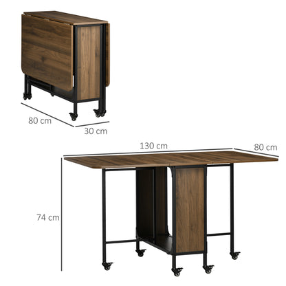 Vouwtafel – Klaptafel – Campingtafel – Tuintafel – Inklapbare Tafel – Mobiel Op Wieltjes – 130 x 80 x 74 cm – Melamine Coating Bruin
