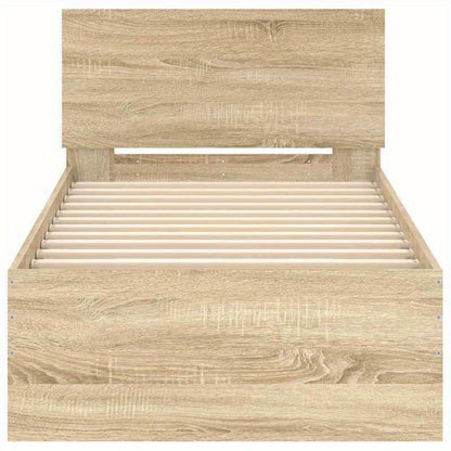 Bedframe – Eenpersoonsbed – Houten Bed – Slaapkamermeubel – Bedombouw – Sonoma Eik – 90x190 cm – Eenvoudige Montage