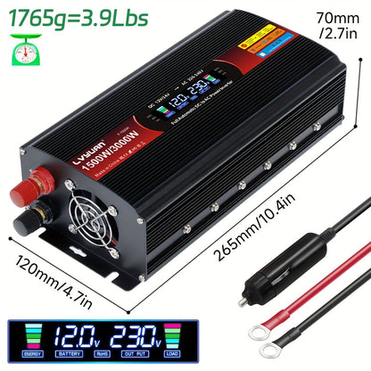 Omvormer 12V – Spanningomvormer – Inverter – DC naar AC Converter – Stroomomzetter – Hoog Vermogen 4000W – Hard-Wired Installatie