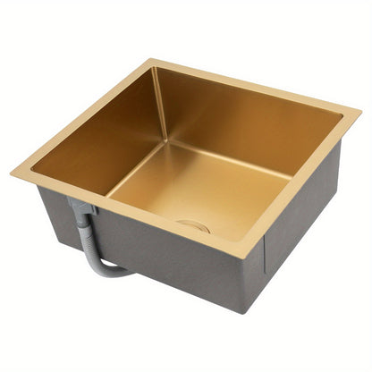 Keukenspoelbak – Spoelbak – Wasbak – Gootsteen – Enkele Spoelbak – RVS 201 – Grote Capaciteit 50x45 cm – Diepte 19,9 cm – Krasbestendig & Eenvoudige Installatie