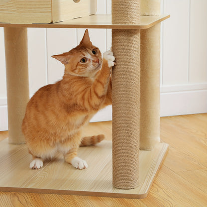 Krabpaal – Kattenboom – Kattenhuis – Kattentoren – Krabmeubel – 180 cm Hoog – Robuuste Houten Constructie