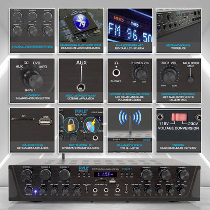 Audioversterker – Versterker – PA Versterker – Bluetooth Versterker – Stereo Versterker – 600 Watt Vermogen – Draadloze Bluetooth Connectie