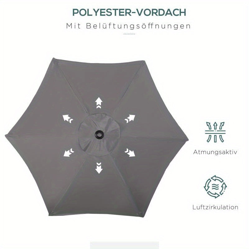 Parasol – Zeshoekige Parasol – Tuinparasol – Balkonparasol – Terrasparasol – Extra Lang 196 cm – 360° Draaibaar met Kantelbare Sluiting