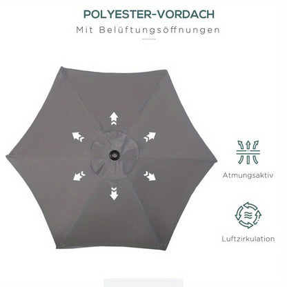 Parasol – Zeshoekige Parasol – Tuinparasol – Balkonparasol – Terrasparasol – Extra Lang 196 cm – 360° Draaibaar met Kantelbare Sluiting