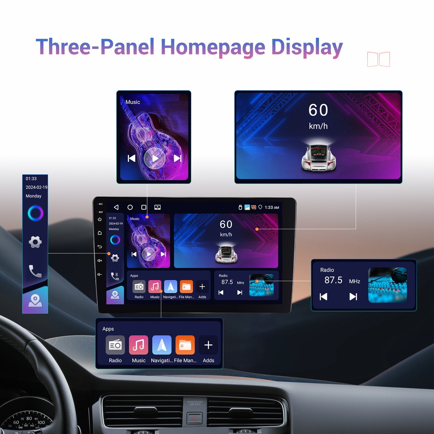 2DIN Android Autostereo – Double Din Radio – Multimedia Systeem – Autoradio Met Navigatie – Touchscreen Radio – 9 Inch HD Scherm – Draadloos CarPlay & Android Auto – AHD Achteruitrijcamera & DSP Geluid