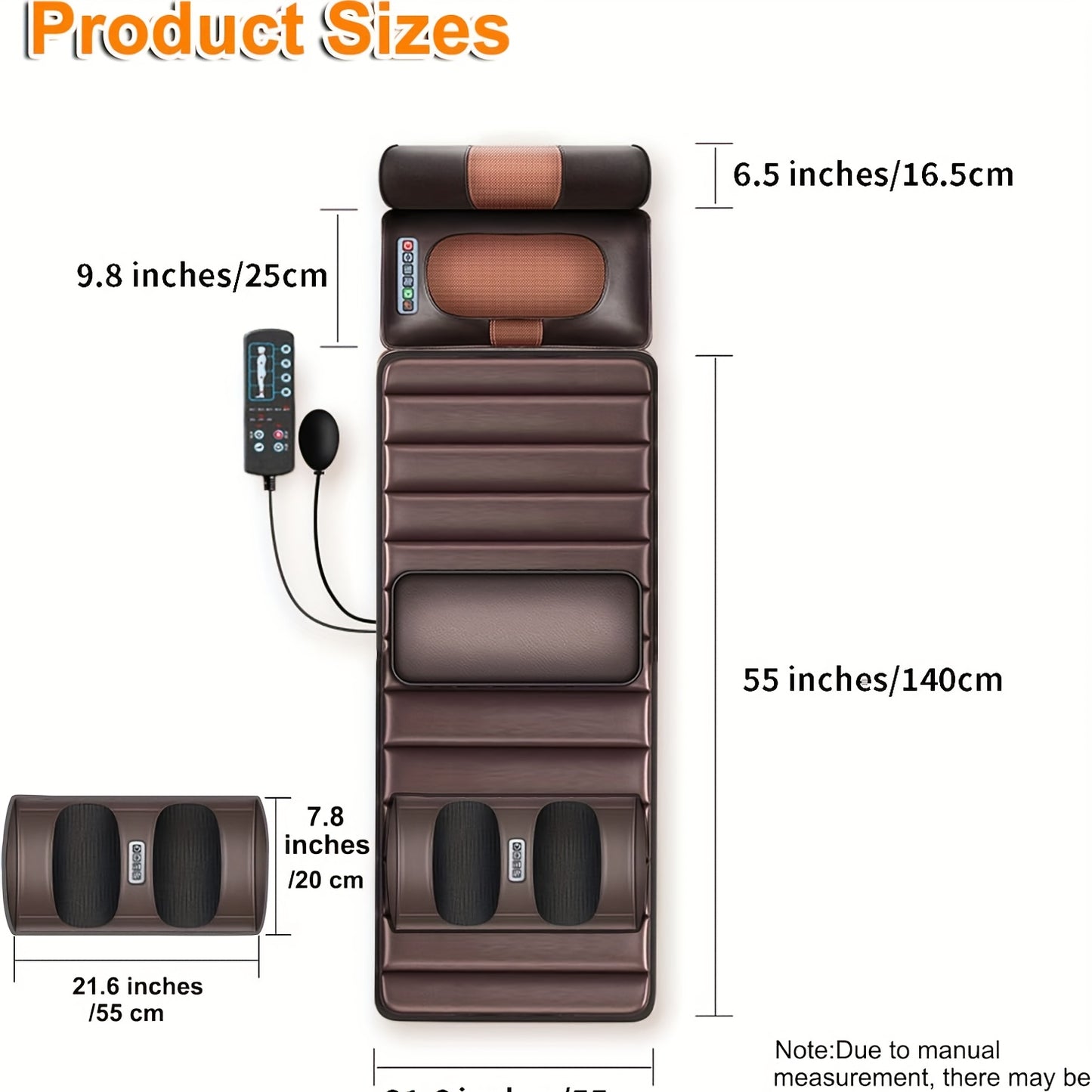 Massagekussen – Massagekussen Elektrisch – Nekmassage Apparaat – Shiatsu Massagekussen – Massage Mat Volledig Lichaam – 9 Massagemodi & 9 Snelheidsstanden – Afneembaar Nekkussen & Verwarmingsfunctie