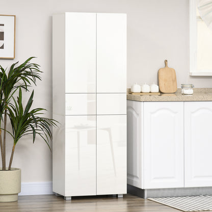 Keukenkast – Buffetkast – Opbergkast – Dressoir – Kast Met Laden – Modern Wit Gelakt – 4 Deuren En 2 Laden – Verstelbare Planken – Hoog 170 Cm