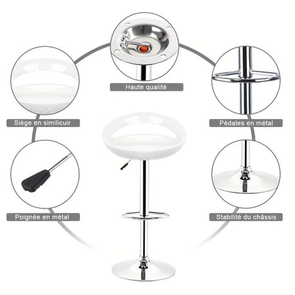 4pcs ABS Bar Stools with Footrest, Commercial Grade Heavy Duty Bar Stools, Height Adjustable 60-80cm, Modern Swivel Bar Stools for Coffee Shop/Bar/Restaurant/Office (White), Bar Stools for Kitchen Island, Stackable Stools, Ba