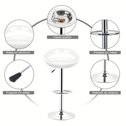 Barstoel – Barkruk – Barstoelset – Keukenstoel – Barstoel met rugleuning – Set van 2 – 360° Draaibaar – Verstelbare Zithoogte 55-75 cm – ABS Kunststof – Chroom Stalen Onderstel