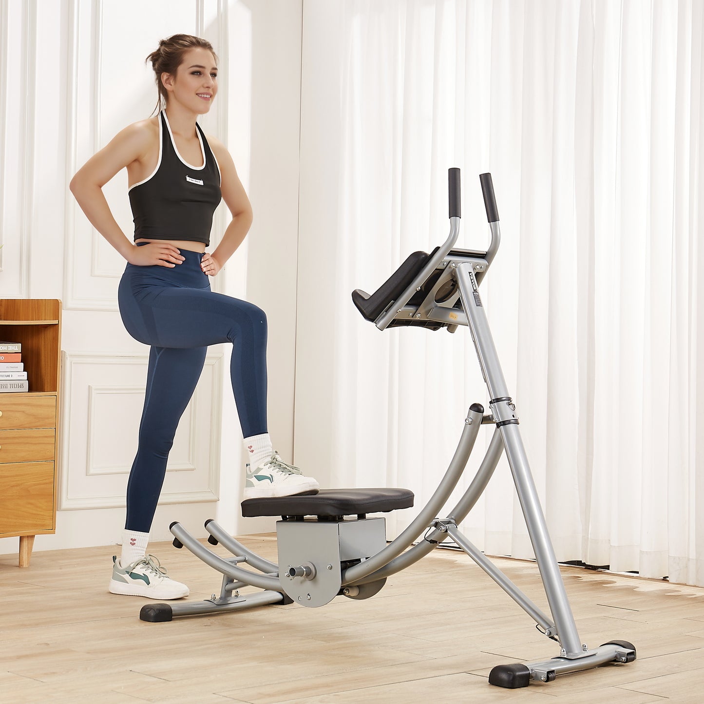 Ab Workout Machine – Buikspiertrainer – Core Trainer – Ab Cruncher – Buikspierapparaat – Ergonomisch Dubbel Gebogen Railsysteem – Stevige Carbonstalen Constructie 136 kg Belastbaar