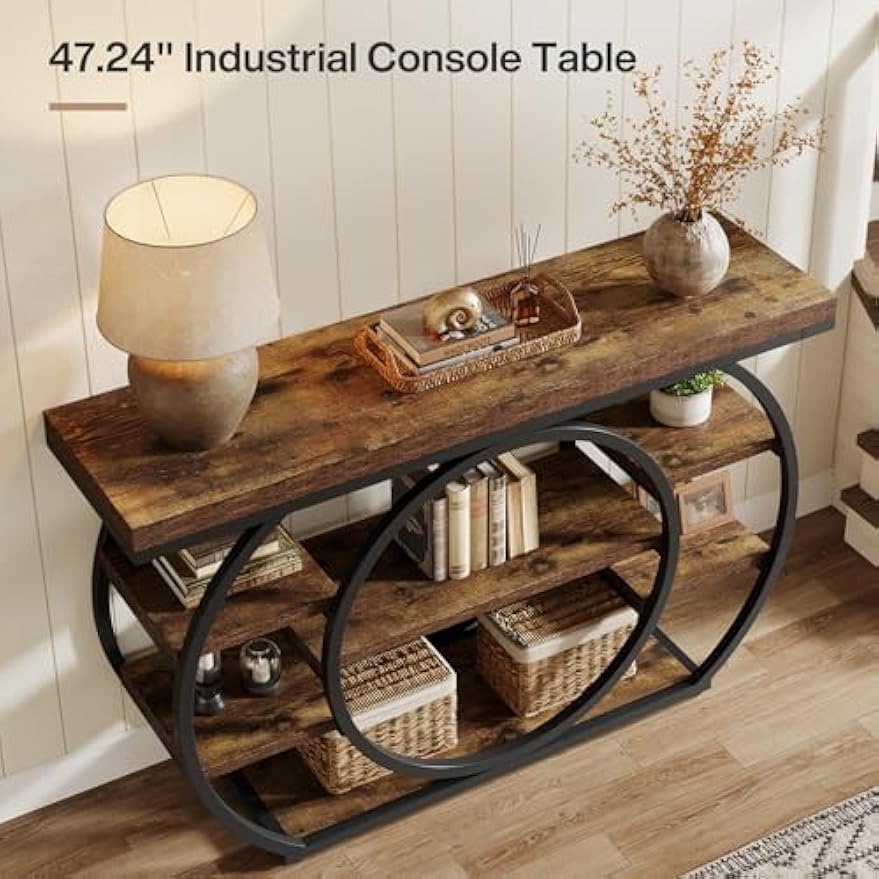 Vintage Boekenkast – Boekplank – Opbergkast – Vakkenkast – Openkast – Industrieel Design – 180 cm Hoog – 5 Ruime Planken – Warme Eikenhoutafwerking