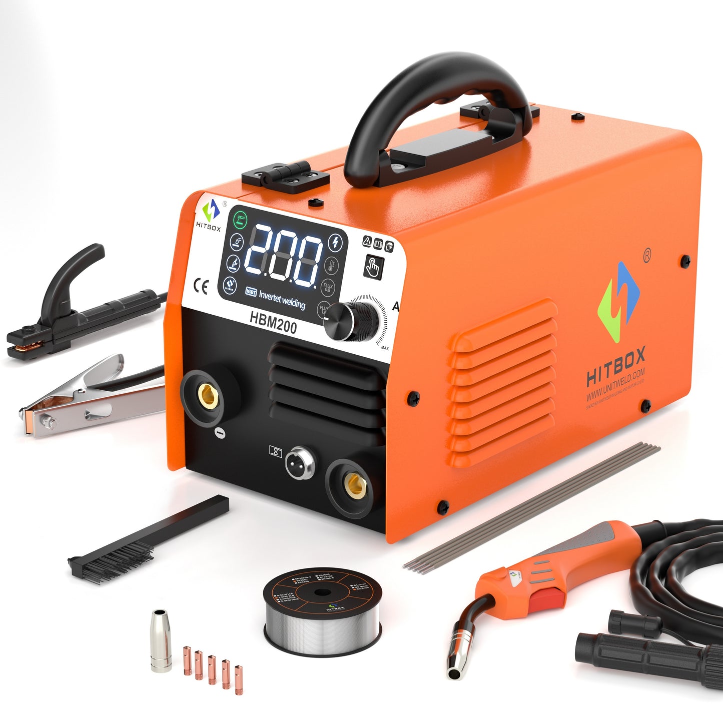 Lasapparaat – Lasmachine – Booglasmachine – IGBT Inverter – MIG Lassen Zonder Gas – 3-in-1 MIG TIG ARC – 200 Ampère – Draagbaar & Duurzaam Metalen Behuizing