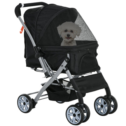 Hondenbuggy – Dierenwagen – Wandelwagen – Huisdierenwagen – Buggy – Inklapbaar – Veiligheidsharnas – Oxford Stof – Zwart – Lichtgewicht Frame