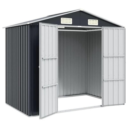 Tuinberging – Tuinschuur – Tuinhuis – Berging – Opslagunit – Gegalvaniseerd Staal – Compact 205x129x183 cm – Dubbele Schuifdeuren – Ventilatieluiken – Antraciet