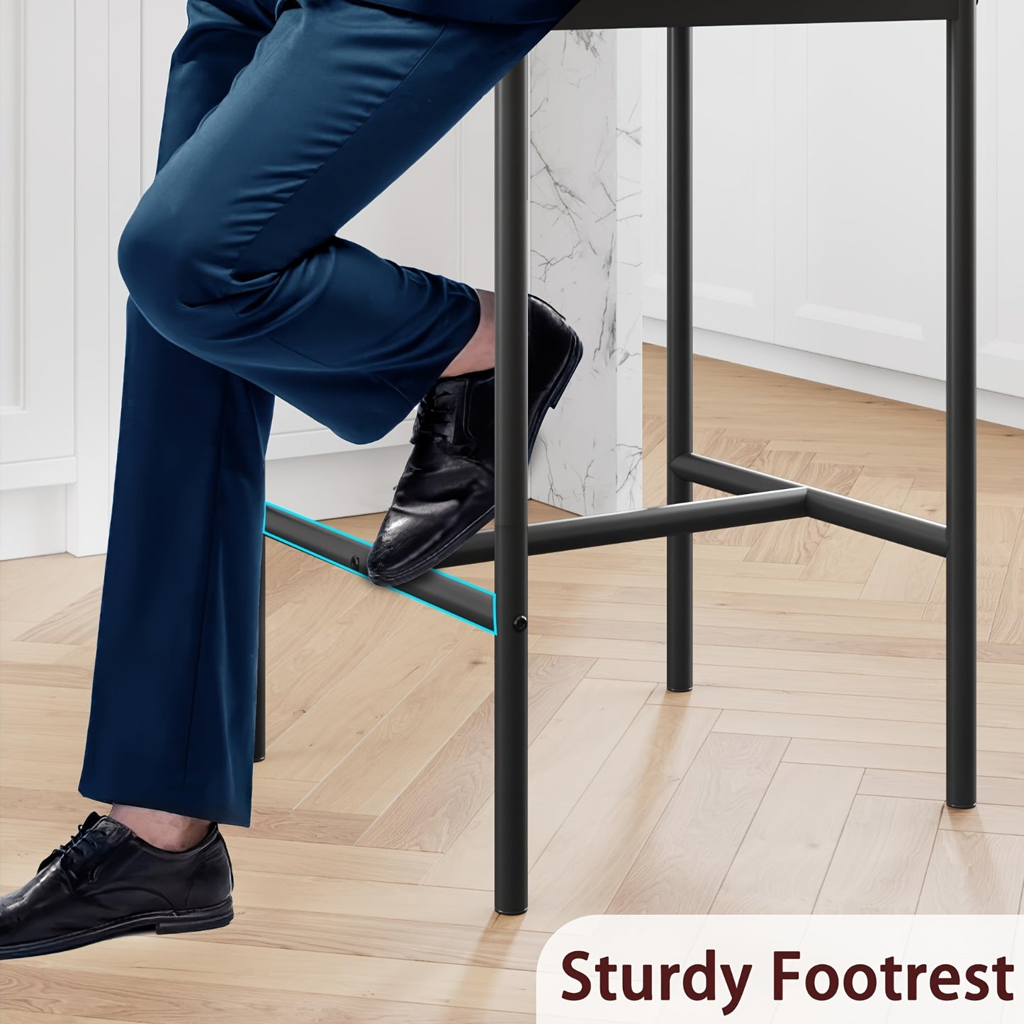 Barstoel – Barkruk – Barstoel Kruk – Barstoelen Set – Bistrostoel – Set Van 4 – Rustiek Bruin – PU Bekleding – Met Rugleuning En Voetsteun – Houten Frame – Gemakkelijk Te Monteren Zonder Gereedschap