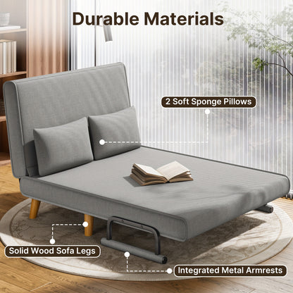 Bankbed – Slaapbank – Sofa – Bedbank – Ligstoel – 3-in-1 Multifunctioneel – 6-Standen Verstelbare Rugleuning – Massief Houten Frame & Pluche Kussens
