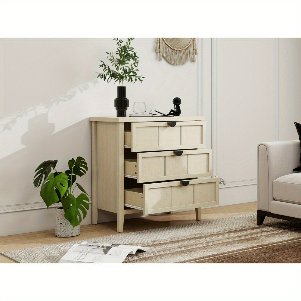 Ladekastje – 3-laden kastje – Opbergkast – Bureaukast – Zijkast – Naturel Kleur – Compact 80×40×8 cm – Duurzaam en Stijlvol Design
