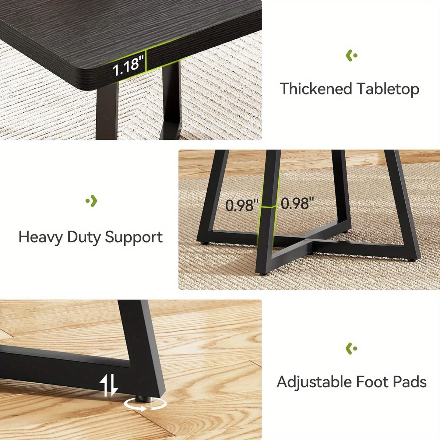 Eettafel – Tafel – Keukentafel – Dinertafel – Ontbijttafel – Zwart – Compact 80 cm – Metallenen Poten