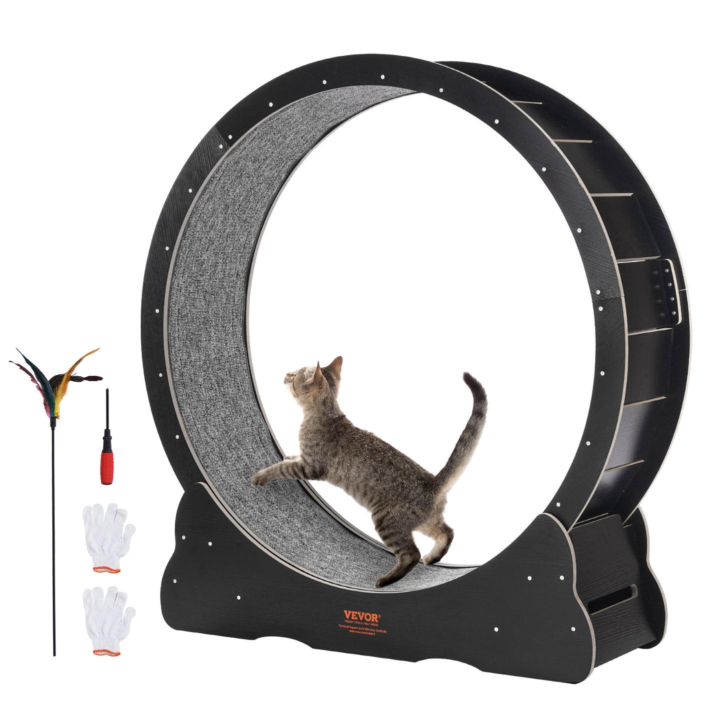 Kattenrenwiel – Kattenlooprad – Kattenfitnesswiel – Kattenrennen – Kattenrad – Groot 110 cm – Stil Geluiddempend – Veilig Houten Frame