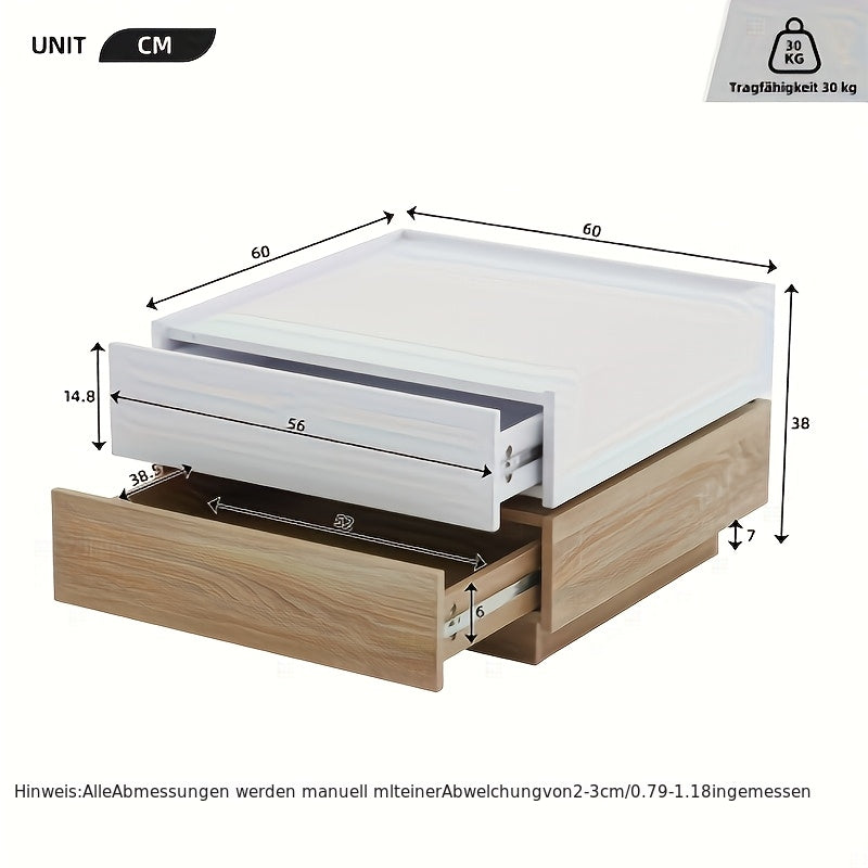 Salontafel – Bijzettafel – Koffietafel – Woonkamertafel – Tafel – 360° Draaibaar Tafelblad – 3 Ruime Legplanken van Duurzaam Bamboe