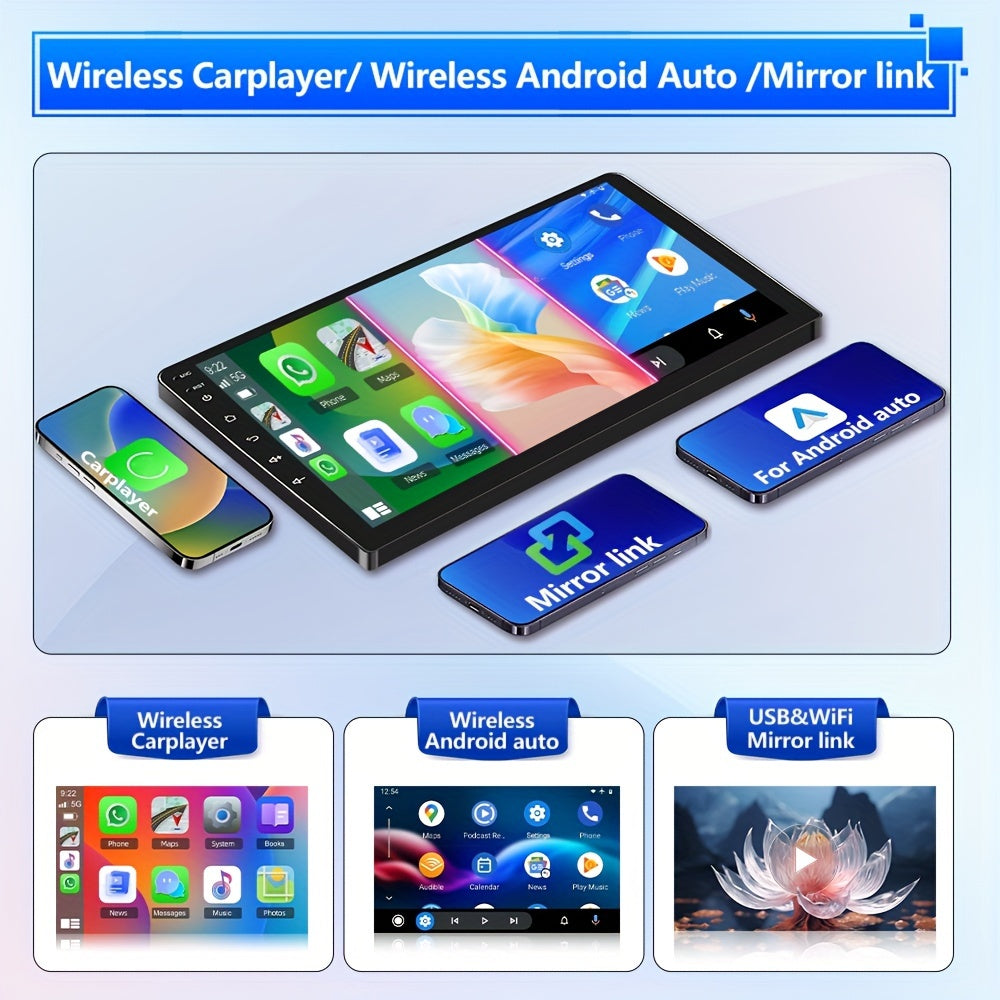 Android Autoradio – Autoradio, Navigatiesysteem, Multimedia, DAB Radio – 25,65 cm IPS Touchscreen – Android 13, Draadloos CarPlay & Android Auto