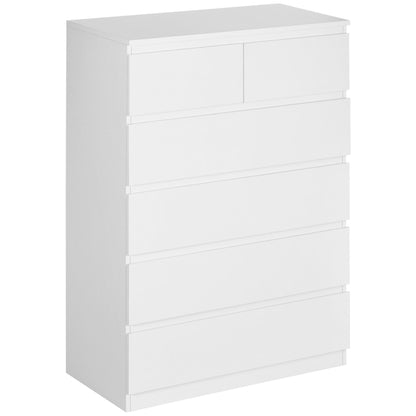 Commode – Ladekast – Dressoir – Opbergkast – Kast – Minimalistisch Design – 6 Lades – Wit – 80 x 39 x 115 cm – Stevig Spaanplaat – Anti-Kantelbeveiliging