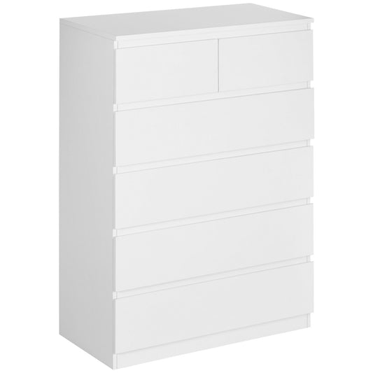 Commode – Ladekast – Dressoir – Opbergkast – Kast – Minimalistisch Design – 6 Lades – Wit – 80 x 39 x 115 cm – Stevig Spaanplaat – Anti-Kantelbeveiliging