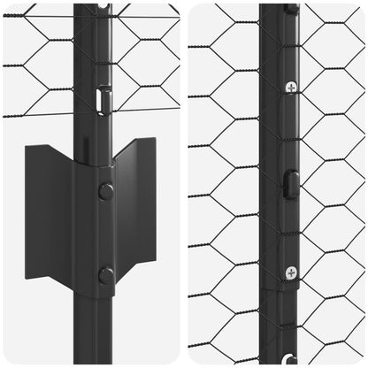 Schuttingpaal – Tuinpalen – Tuinhout – Hekwerkpaal – Staalpaal – Grijs – 140 cm Lengte – Hexagonaal U-Profiel