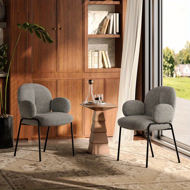 Set van 4 Stijlvolle Scandinavische Eetkamerstoelen – Gebogen Accentstoelen met Verstelbare Poten – Gestoffeerd, Groen, Voor Eetkamer of Woonkamer