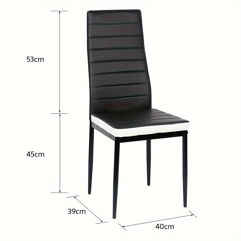 Eetkamerstoel – Stoel – Kuipstoel – Keukenstoel – Eetkamerstoelen – Set Van 8 – Kunstleer Bekleding – Metalen Poten – Hoge Rugleuning – Zithoogte 45 cm