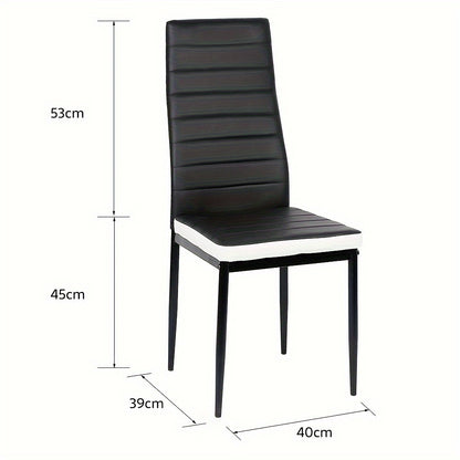 Eetkamerstoel – Stoel – Kuipstoel – Keukenstoel – Eetkamerstoelen – Set Van 8 – Kunstleer Bekleding – Metalen Poten – Hoge Rugleuning – Zithoogte 45 cm