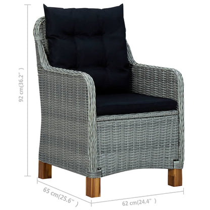 Tuinset – Buitenset – Tuinmeubilair – Eetset – Loungeset – Weerbestendig PE-Rattan – Acaciahouten Poten
