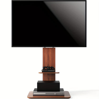 TV Stand Wood – Universele TV Beugel – Tv Meubel – Tv Vloerstandaard – Tv Console – Hoogte Verstelbaar – Massief Houten Constructie