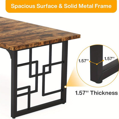 Eettafel – Keukentafel – Tafel – Eetkamertafel – Rechthoekige Tafel – Hout – Zwart Metalen Frame – 160 cm – Geschikt Voor 4-6 Personen