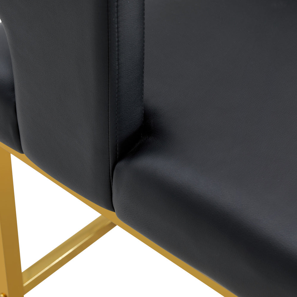 2 Sets of Nordic-Style Black Bar Stools | Square Design with Golden Metal Legs for a Sleek And Comfortable Look, Designed to Meet Diverse Product Needs, Metal Material, Assembled