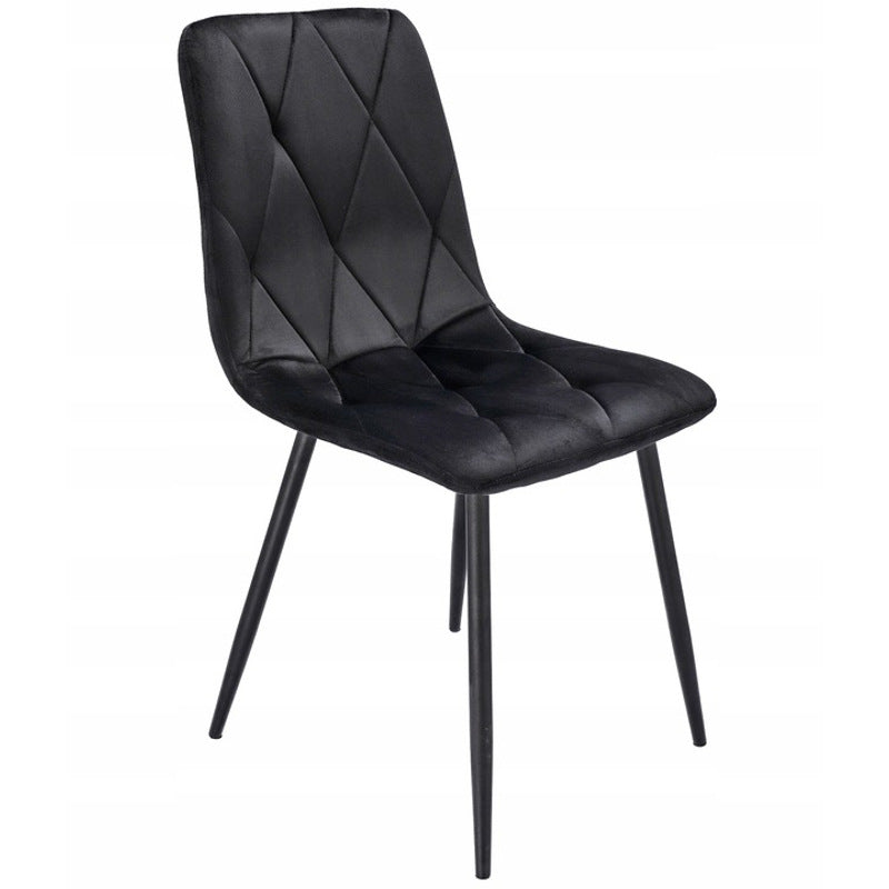 Fauteuil – Stoel – Zetel – Lounge Chair – Armstoel – Gestoffeerd Velours – Met Ruitstiksels – Zwarte Metalen Poten – Max 130 kg