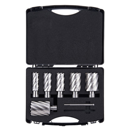 Gatzaagset – Gatenzaag Set – Gatenboor – Gatzagen – Annular Cutter – M2AL Snelstaal – 6 Delig Met Pilotpennen – Snelle Wissel & 50mm Boordiepte