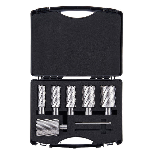 Gatzaagset – Gatenzaag Set – Gatenboor – Gatzagen – Annular Cutter – M2AL Snelstaal – 6 Delig Met Pilotpennen – Snelle Wissel & 50mm Boordiepte