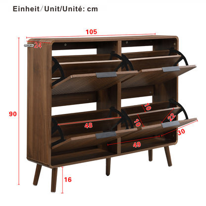 Schoenenkast – Schoenenrek – Schoenenkastje – Schoenopberger – Schoenhouder – Walnotenhouten Afwerking – Ruime Opslag Voor 18-24 Paar Schoenen