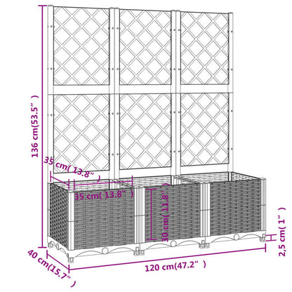 Tuinbak – Plantenbak – Bloembak – Plantenbak Met Klimrek – Balkonbak – Wit – 120x40x136 Cm – Weerbestendig Polypropyleen